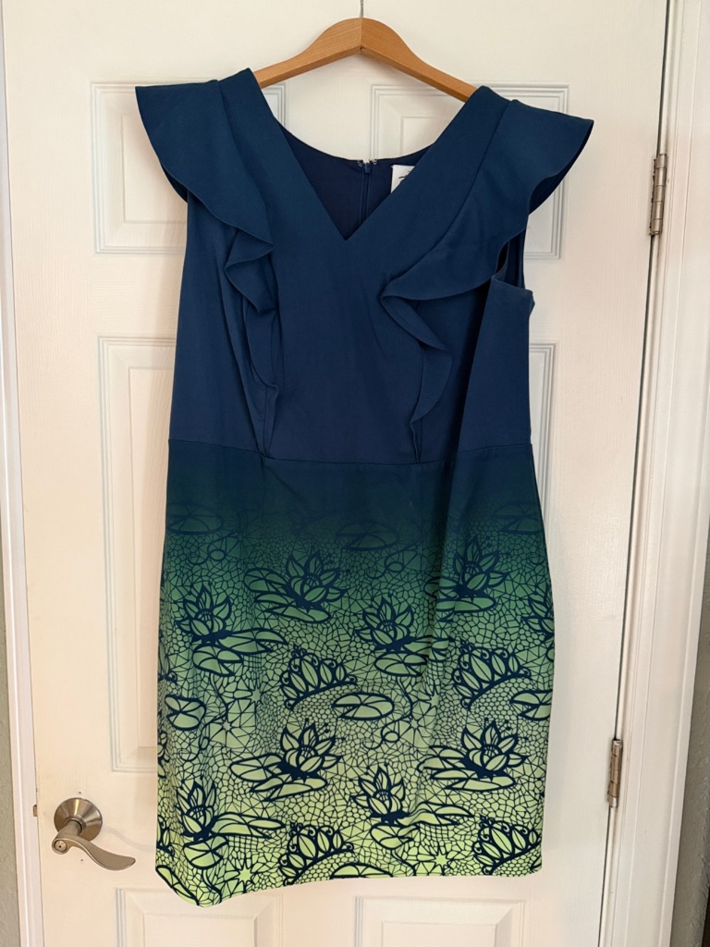 Disney Blue and Green Floral Ombre Princess Tiana Midi Dress